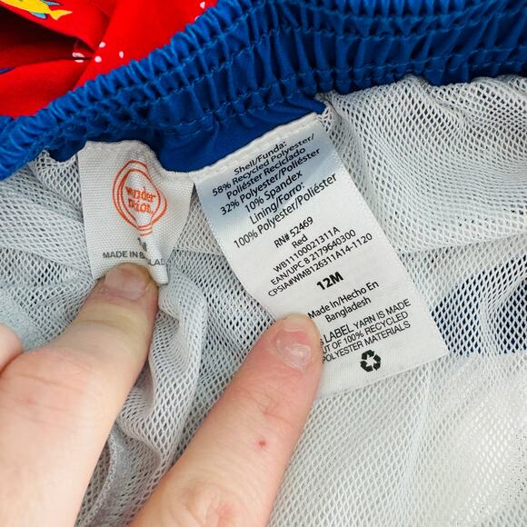 Wonder Nation Baby Boys Swim Trunks Shorts Mesh Insert Red Fish Print Size 12M - Picture 5 of 6